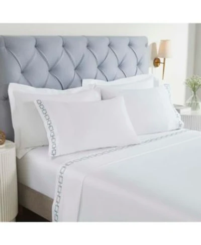 Superior Chain Links Cotton Embroidered Deep Pocket Bed Sheet Set
