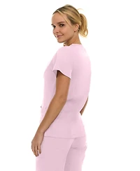 Medichic Women's Eleanor 3-Pocket Stretch V-Neck Scrub Top Shocking Pink Medium