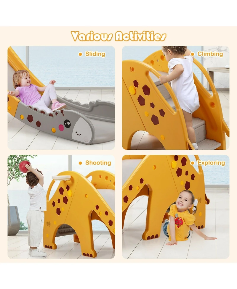 3 in 1 Kids Climber Slide Play Set with Basketball Hoop