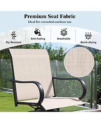 Gymax Outdoor Swivel Bar Stool Set of 2 w/Breathable Fabric and Heavy Duty Metal Frame Navy