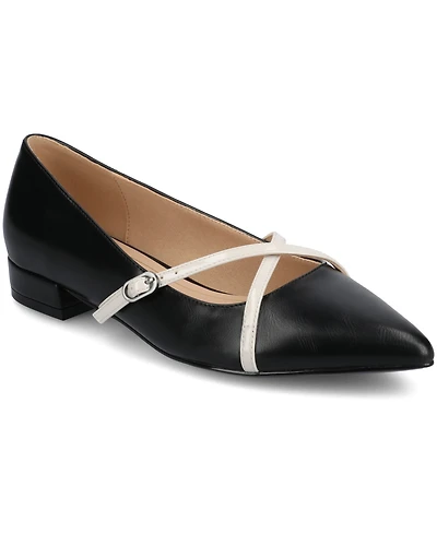 Journee Collection Women's Camby Crisscross Strap Pointed Toe Flats