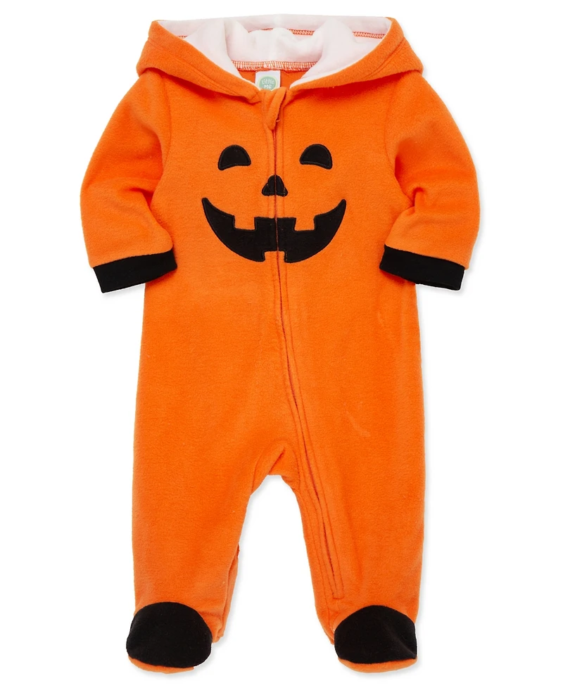 Little Me Baby Pumpkin Fleece Footed Coverall