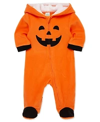 Little Me Baby Pumpkin Fleece Footed Coverall