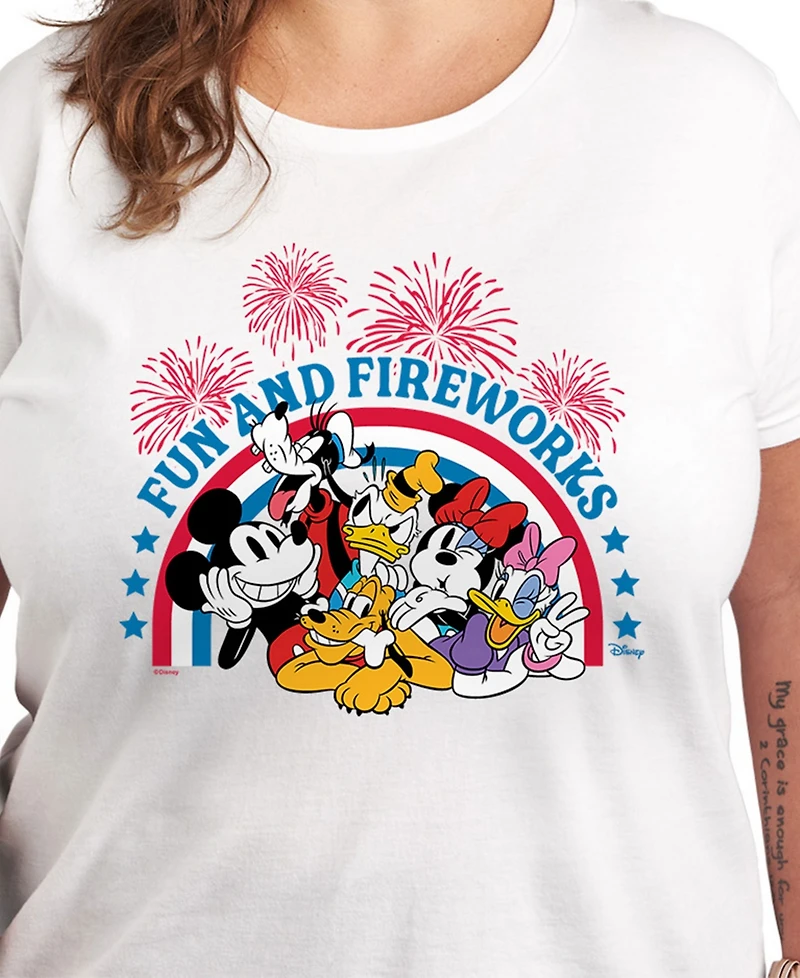 Hybrid Apparel Plus Disney Mickey Minnie Americana Fun Fireworks Graphic T-Shirt