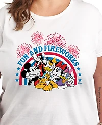 Hybrid Apparel Plus Disney Mickey Minnie Americana Fun Fireworks Graphic T-Shirt