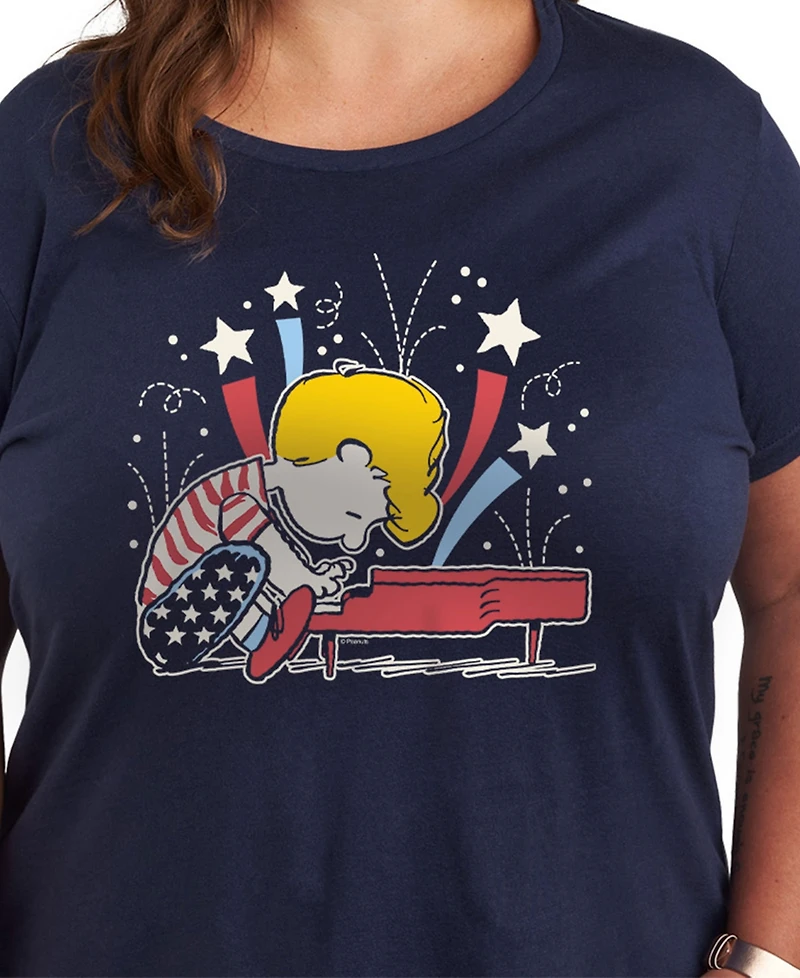 Hybrid Apparel Plus Peanuts Americana Piano Graphic T-Shirt