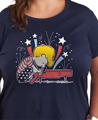 Hybrid Apparel Plus Peanuts Americana Piano Graphic T-Shirt