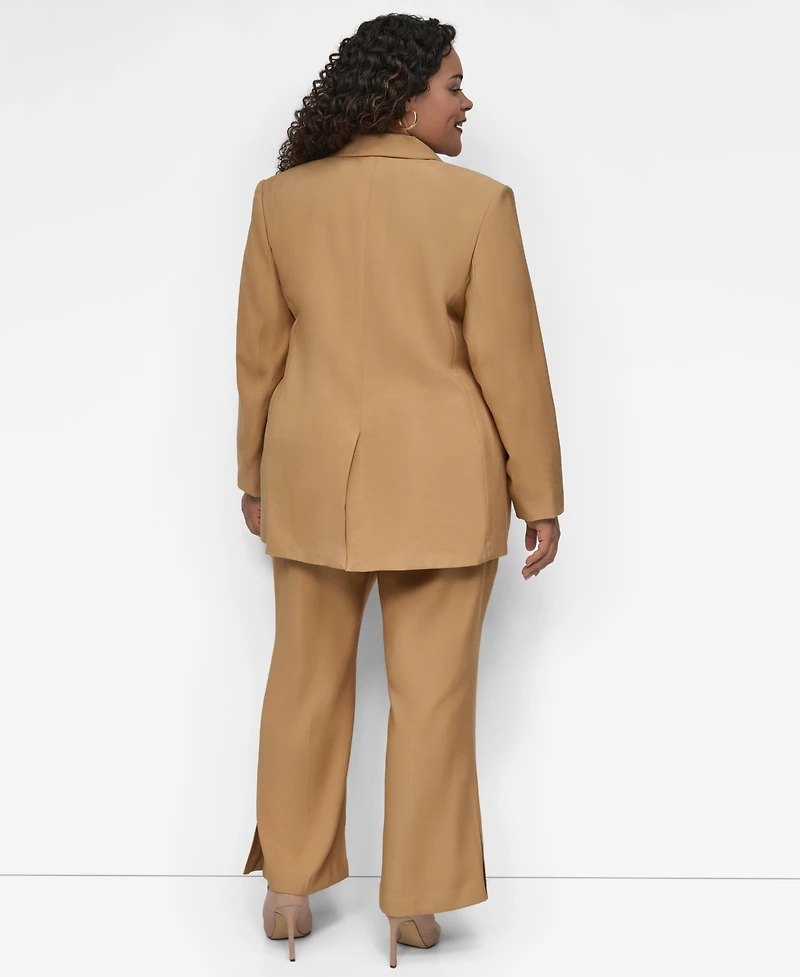 Dkny Plus Sueded Canvas One-Button Blazer