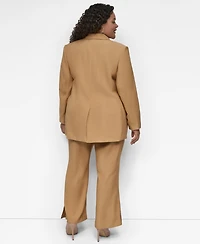 Dkny Plus Sueded Canvas One-Button Blazer