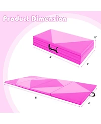 8 Feet Pu Leather Folding Gymnastics Mat with Hook and Loop Fasteners