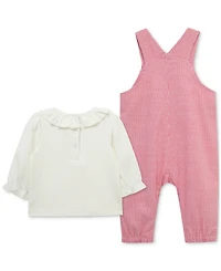 Little Me Baby Girls Ruffled Top & Heart Overall, 2 Piece Set