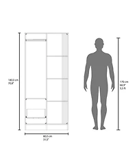 Ferndale Armoire, 1 Door, 1 Drawer, 4 Shelves, White/Natural Oak