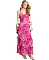 Jones New York Petite Printed Scoop-Neck Tiered Dress