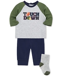 Little Me Baby Boys Football T-Shirt, Jogger Pants & Socks, 3 Piece Set