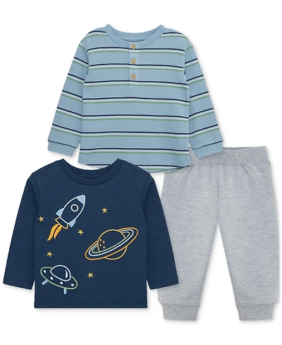 Little Me Baby Boys Space T-Shirts & Jogger Pants, 3 Piece Set