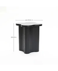 LuxenHome Black Modern Cloverleaf Mdf Wood Side Table