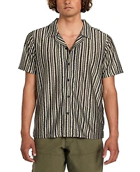 Guess Men's Wyatt Short Sleeve Striped Button-Front Camp