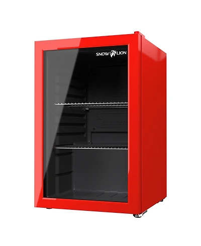 SnowLion Premium 69L Beverage Refrigerator 2.4 Cu.ft. Freestanding Mini Fridge With Glass Door in Red