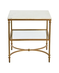 Creative Co-op 24" Marble and Metal Libertine Genuine Ogee Edge Square End Table