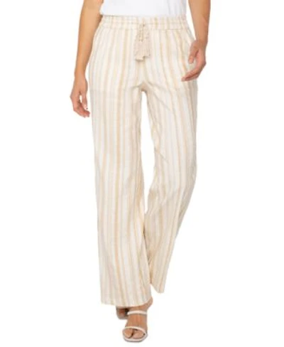 Liverpool Los Angeles Womens Striped Drawstring Waist Wide Leg Pants Pxs Xl