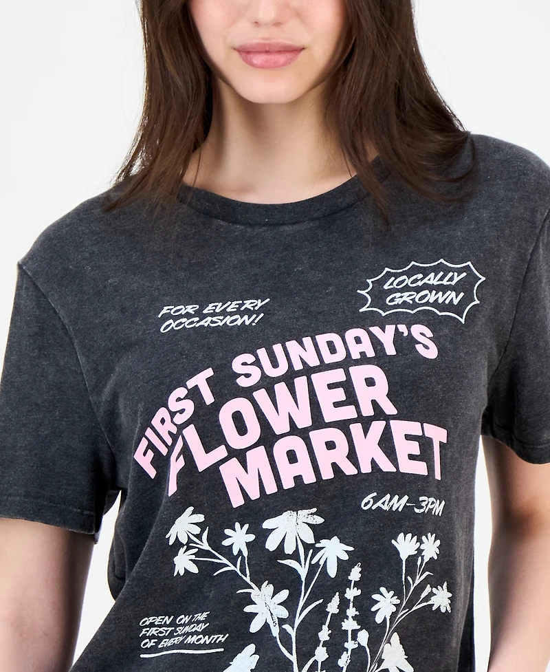Love Tribe Juniors' Flower Market Graphic T-Shirt