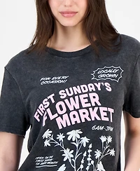 Love Tribe Juniors' Flower Market Graphic T-Shirt
