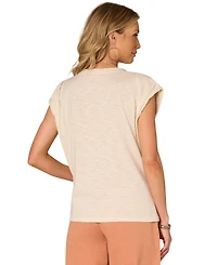 Democracy Petite Twisted-Sleeve Asymmetric Graphic Tee