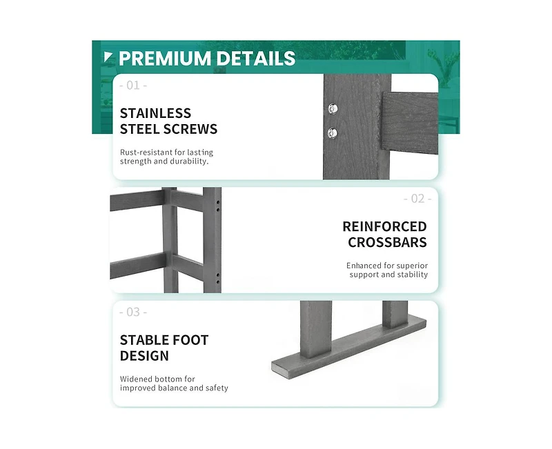 6-Piece Hdpe Plastic Outdoor Patio Rectangle Bar Height Bistro Dining Set in Gray