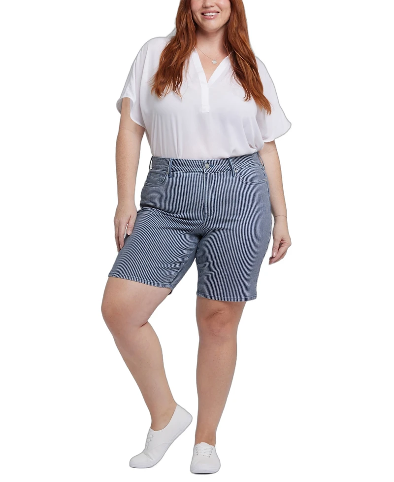Nydj Plus Ella Denim Shorts with Side Slits