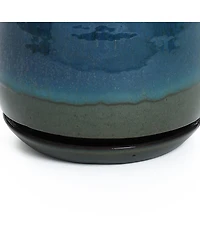 LuxenHome Blue and Green Ombre Round Decorative Ceramic Planter Pot