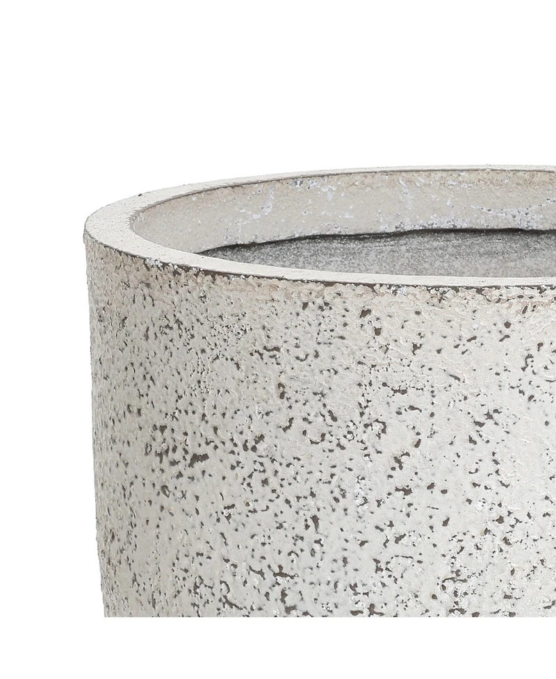 LuxenHome Rustic White with Gray 11.2-Inch Tall Round MgO Planter