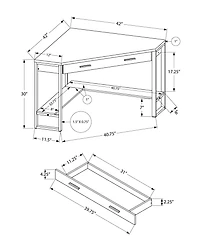 Corner Computer Desk 42" Sturdy Wood and Metal Frame for Home or Office Use