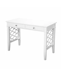 43" White Writing Desk With Two Drawers