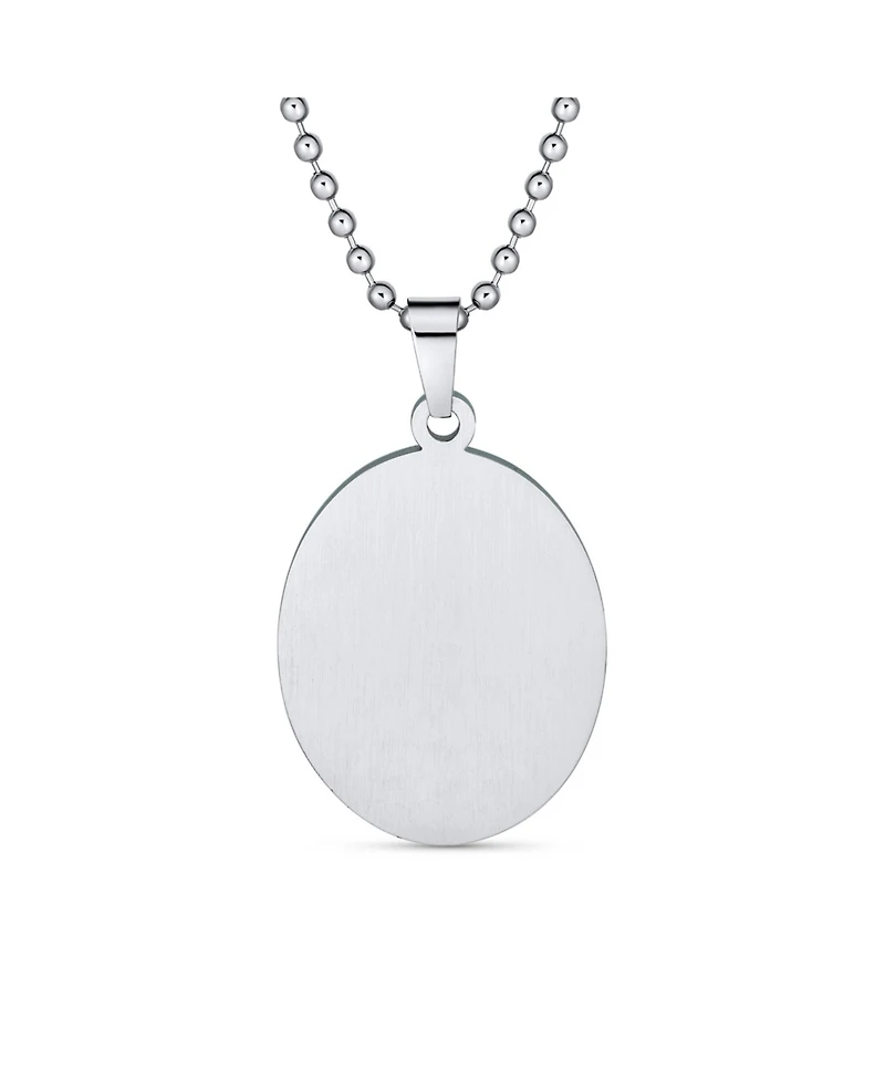 Bling Jewelry Oval Sacred Heart Jesus Pendant Necklace Silver Stainless Steel Medallion