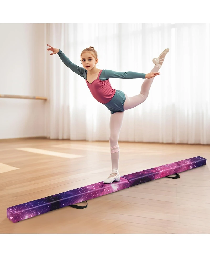 7 Feet Folding Portable Floor Balance Beam with Handles for Gymnasts