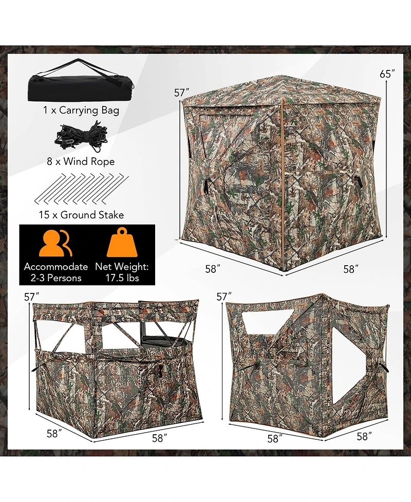 5-in-1 Detachable Hunting Blind for 2-3 People with Skylight