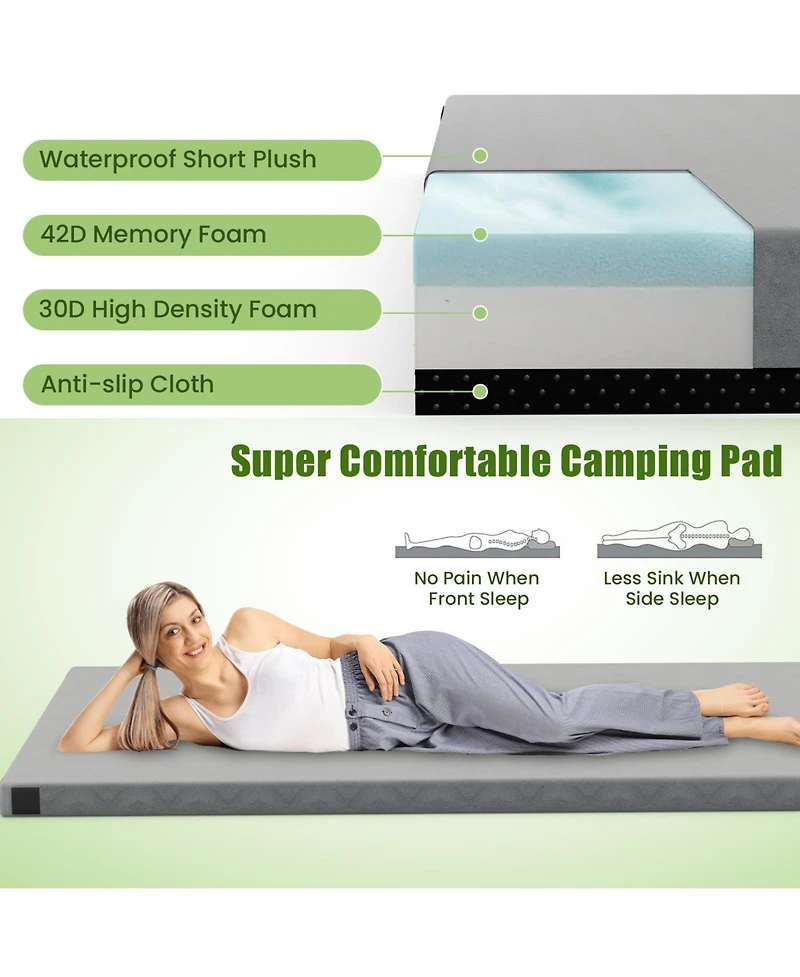 Indoor outdoor Sleeping mat with High density foam Cushion and Carrying Bag