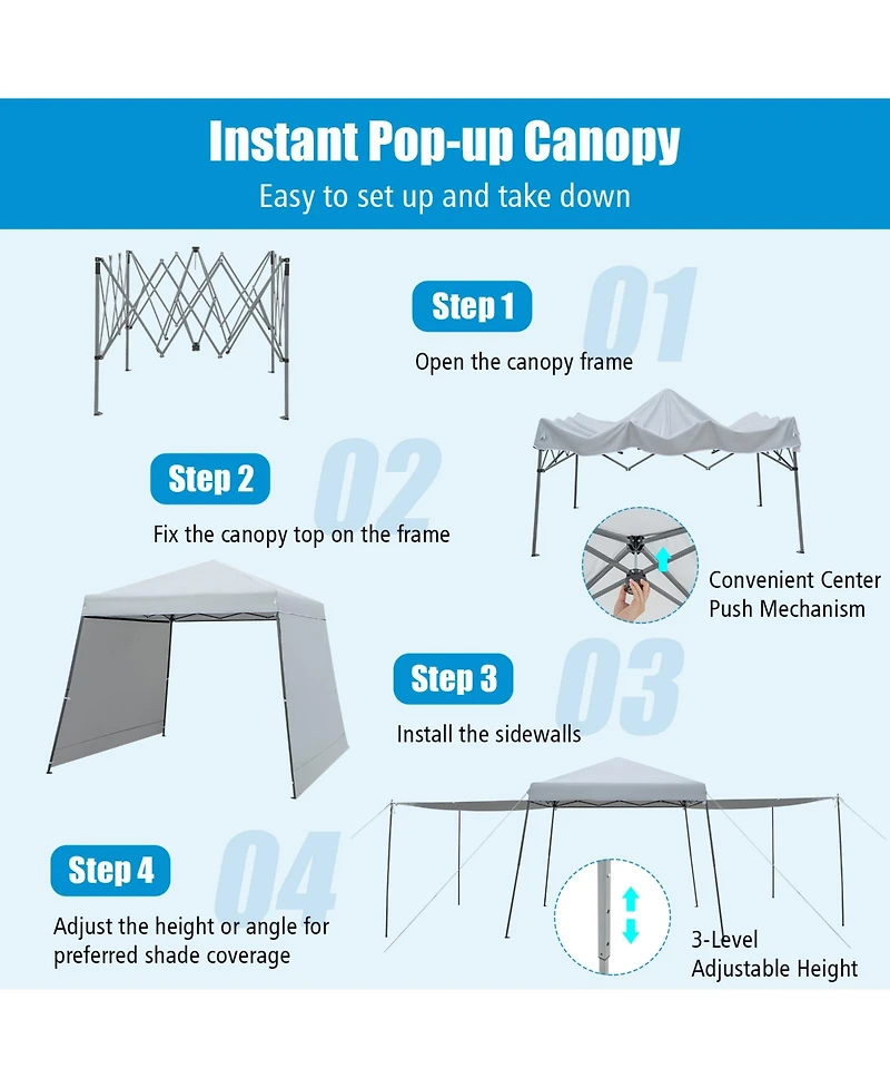 Patio 10x10FT Instant Pop-up Canopy Folding Tent with Sidewalls and Awnings Outdoor