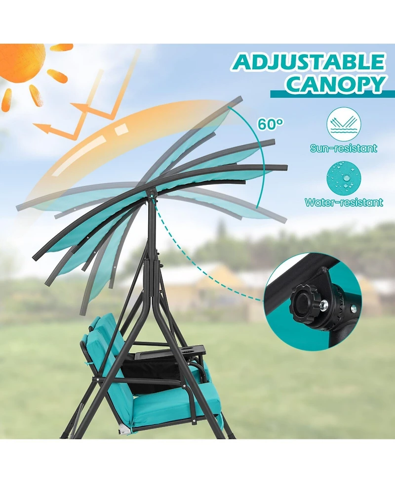 Porch Swing Chair with Adjustable Canopy
