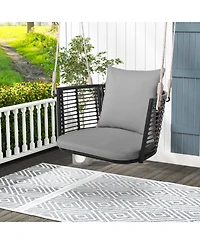 Single Person Hanging Seat with Woven Rattan Backrest for Backyard