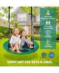 40 Inches Saucer Tree Swing Round with Adjustable Ropes and Carabiners