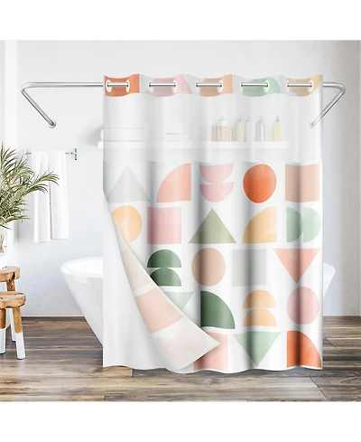 Americanflat 72x75 Hookless Shower Curtain - Abstract Shower Curtain with Sheer Panel, Snap-In Liner, and Grommets
