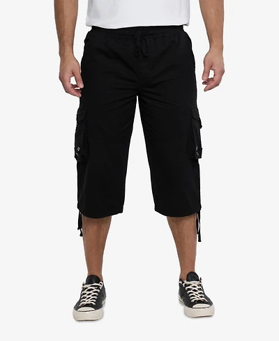 Xray Men's 18" Elastic Waist Capri Long Cargo Shorts