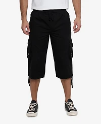 Xray Men's 18" Elastic Waist Capri Long Cargo Shorts