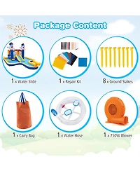 7-In-1 Water Slide Park with Splash Pool and Water Cannon with 680W Blower