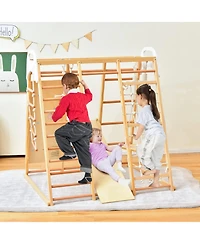 8-in-1 Wooden Jungle Gym Playset with Slide and Monkey Bars