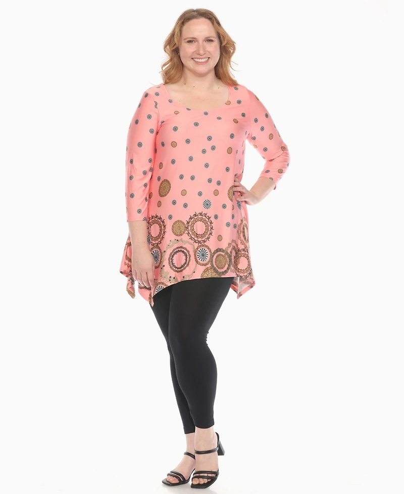 White Mark Plus Printed Flowy Hem Swing Top
