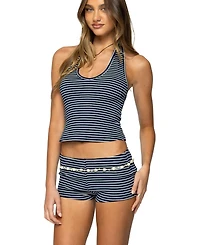 Edikted Women's Reagan Striped Ribbed Halter Top