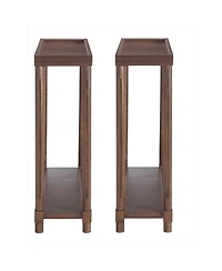 Set of Two Rectangular End Tables with Shelf – Practical and Stylish Wood for Small Spaces