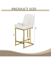 Set of 2 Upholstered Counter Height Bar Chairs with Metal Frame for Kitchen Island, Home Bar or Restaurant-The Pop Home